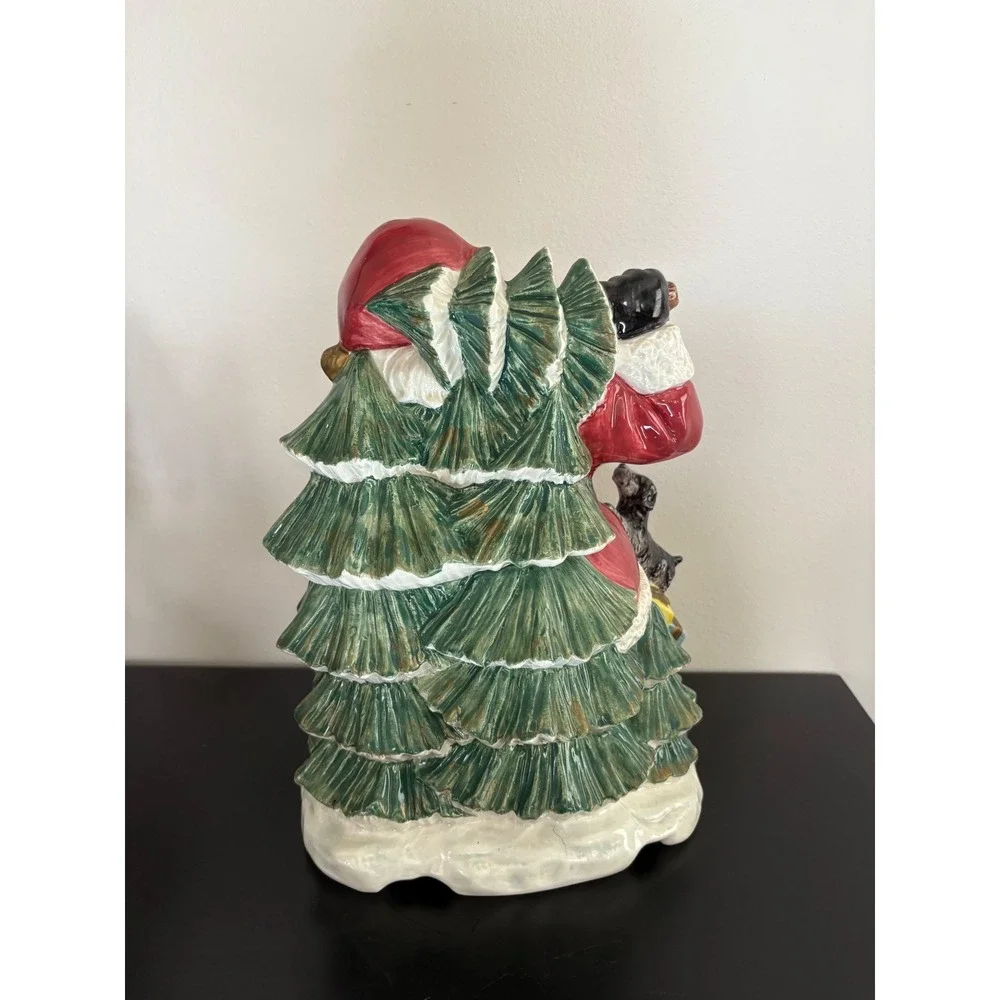 Fitz and Floyd 1996 Santa Cookie Jar‎ Teddy Bear Dog Christmas Tree Gifts